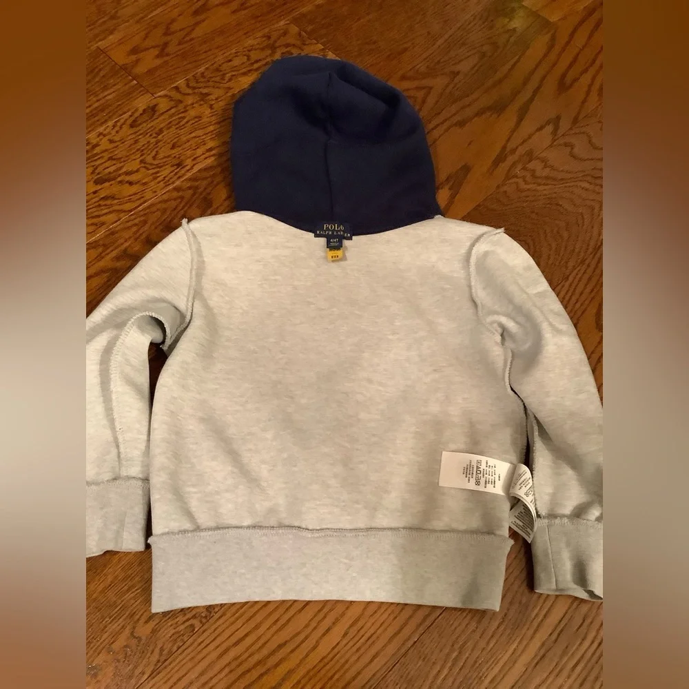 Ralph Lauren Kids Gray and Navy Hoodie Sweatshirt
